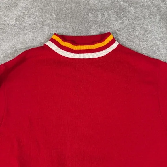 Vintage Jantzen‎ NFL Sweater Adult Small Red Knit Mock Neck Chiefs 70s - Picture 2 of 9